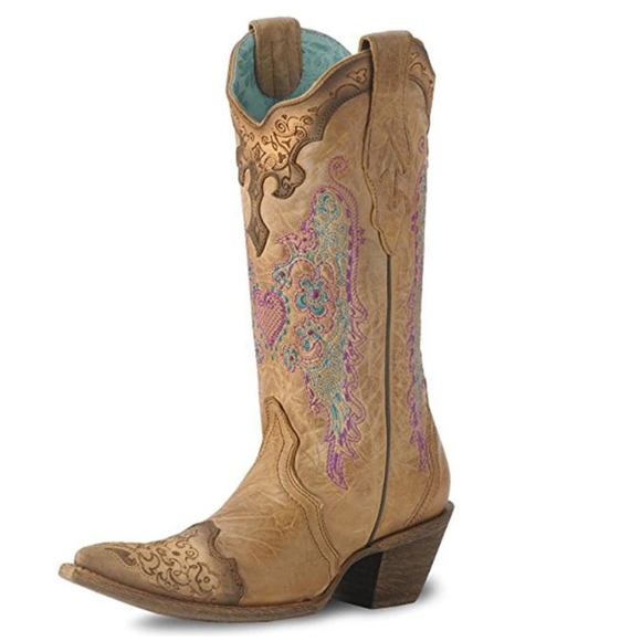Corral Shoes - CORRAL lace & heart embroidered cowgirl boots sz 7